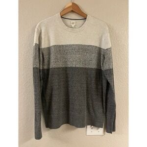GAP Mens Colorblock Crewneck Sweater Grey‎ Gradient Cotton Blend Medium
